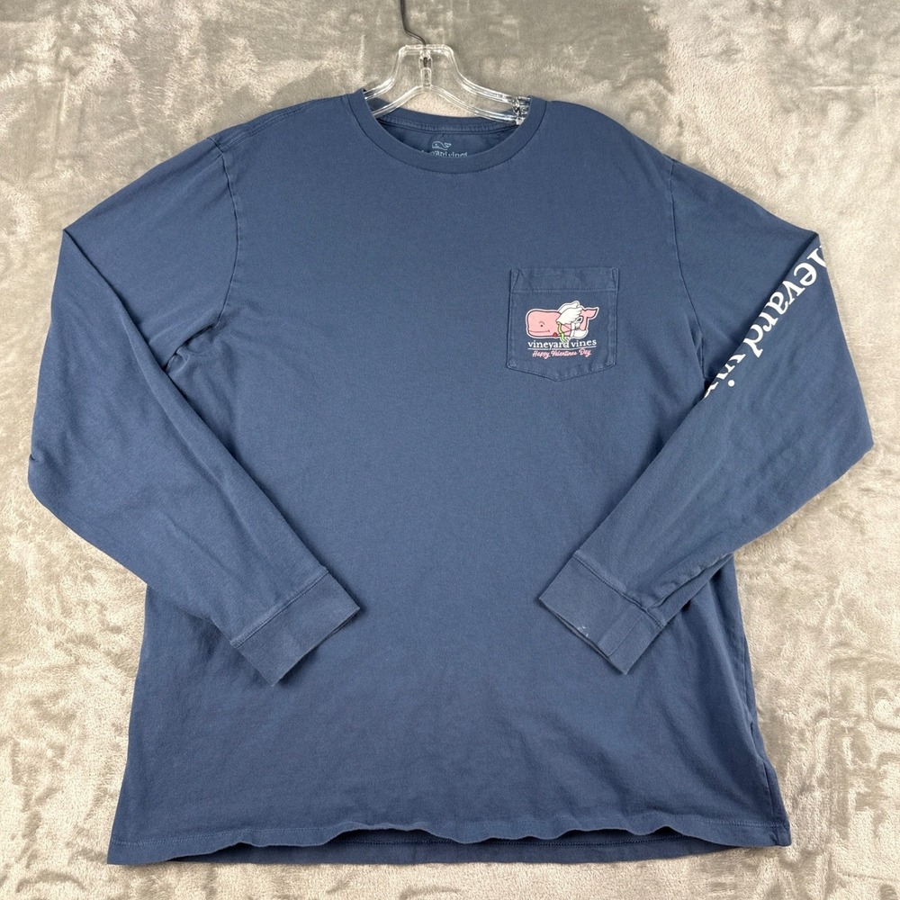 Vineyard Vines T-shirt Mens Large Valentine's Day Blue Cupid Graphic EUC